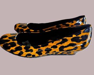 Designer leopard wedge shoes