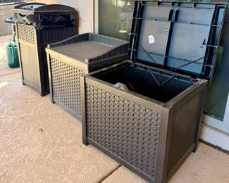 Outdoor storage bins and trash