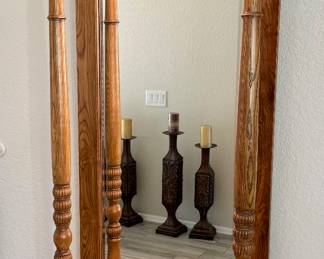 Light up wood display mirror