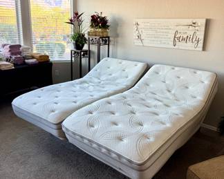 Electric adjusting king bed with separate adjustable mattresses