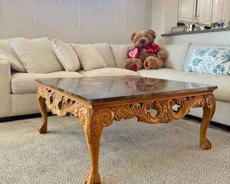 Brown marble top coffee table