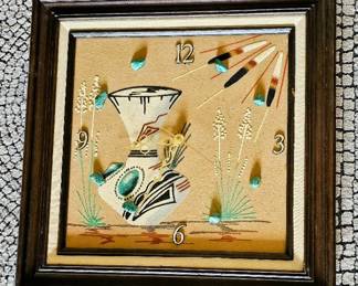 Signed Native American Vintage Art Clock