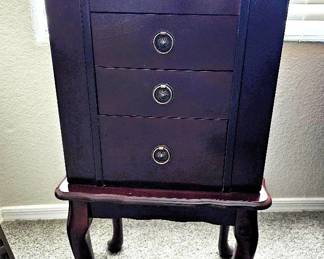 Standing Jewelry Case with Mirror, sides open too.