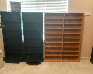 2 black shelves-22x7-59 & large brown shelve-44x6x59