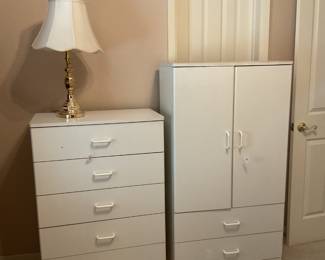 white 5 drawer dresser-29x16x42 & cabinet-29x16x59