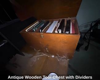Antique Wooden Tool Chest with Dividers
