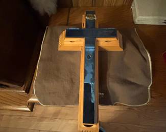 Wooden Crucifix with INRI Plaque and Dark Inlay