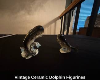 Vintage Ceramic Dolphin Figurines