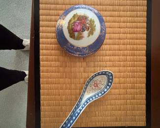Limoges Porcelain Trinket Box with Chinese Porcelain Spoon