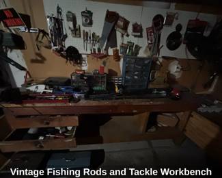 Vintage Fishing Rods and Tackle Workbench