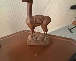 Carved Wooden Llama Figurine