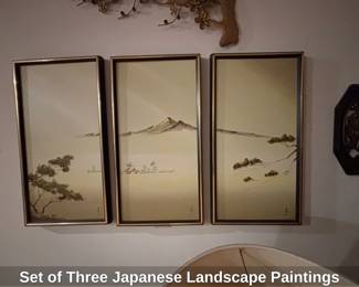 Set of Three Japanese Landscape Paintings