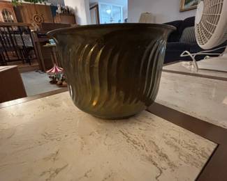 Vintage Brass Fluted Planter