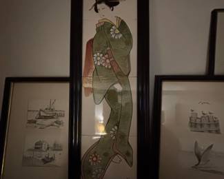 Japanese Geisha Ceramic Tile Art Panel