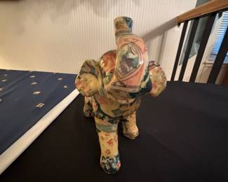 La Vie Vintage Ceramic Glazed Patchwork Elephant Figurine second image
