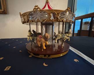 Mr. Christmas Marquee Deluxe Musical Carousel with Lion and Horses