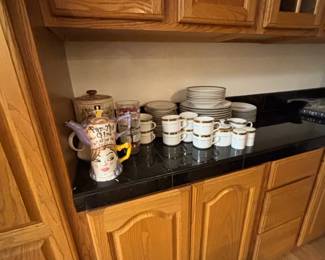 Vintage ParTea Girl Teapot and Matching Mugs Set by Blue Sky Clayworks