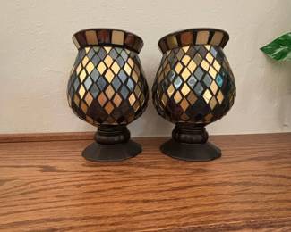 PartyLite Global Fusion Mosaic Glass Candle Holders Set of 