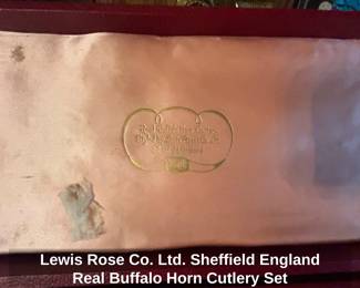 Lewis Rose Co. Ltd. Sheffield England Real Buffalo Horn Cutlery Set