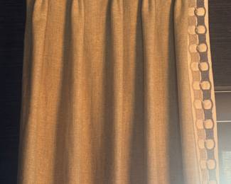 Custom drapery panels for 10’ ht ceilings. 
Drapery and metal hardware.  