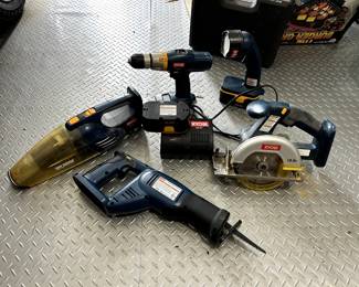 Drill, Saw, Vacum, Flashlight 