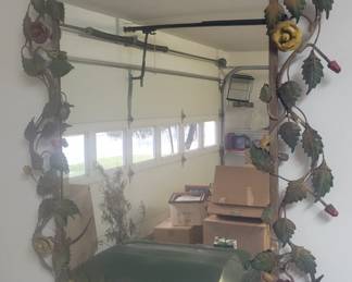 Wrought iron rose mirror 