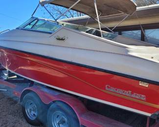 1995 CrownLine Inboard Outboard Ski Boat, One Owner, Tandem Axel Trailer with spare