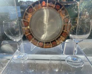 Antique Baccarat & Royal Crown Derby plates