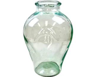 Elegant Green Glass Floor Height Tall 16" Vase