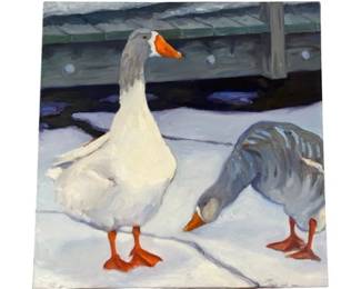 Two Ducks Acrylic On Canvas - Unsigned But Donated By Artist, Britt Bair