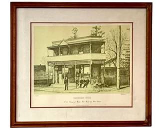 Signed Print Of Darien Circa 1900 - Corner Of Boston Post Road & West Avenue - Signed Print By Blakie Hines