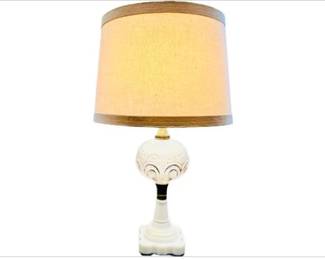 Antique American Milk Glass & Bullseye Pattern Pressed Glass Lamp