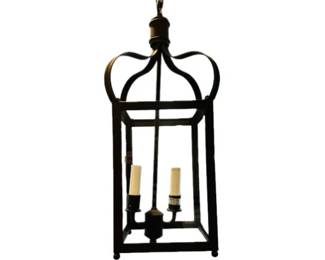 Ceiling Mount Lantern - Crown Top Iron Work Design - Signed "Corbett"