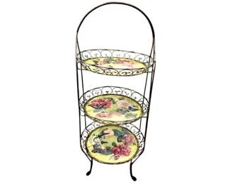 Three Tiered Etagere Style Serving Piece - Floral Design
