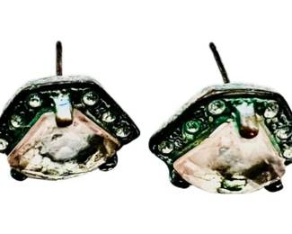 "Avon" Costume Earrings - Signed "Avon" Synthetic Quartz & Crystal Design