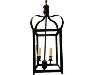 Ceiling Mount Lantern - Crown Top Iron Work Design - Signed "Corbett"