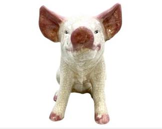 Vintage Crackle Glaze Ceramic Pig Figure