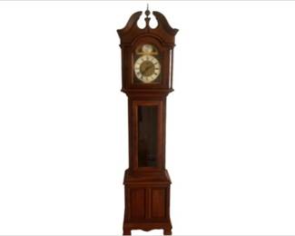 Ridgeway Tempus Fugit Tall Case Clock - Grandfather Clock With Detailed Faced & Glass Front Cabinet Door
