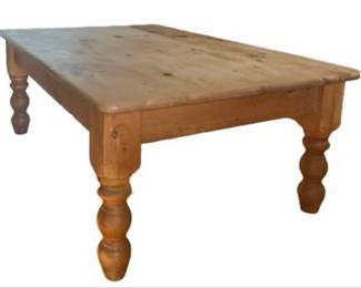 Rustic Pine Wood Coffee Table With Turned Legs