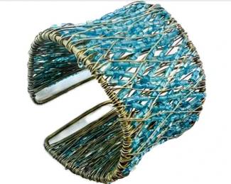 Beaded & Wired Artisan Style Cuff Bracelet