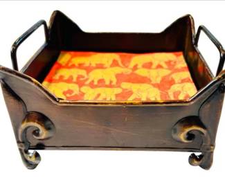 Ironware Footed Napkin Holder With Handles & Starter Supply Of Cocktail Napkins - Signed "The Royal Standard"