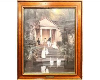 Framed Print - "Feeding The Swans" (1889) Print By Edith Hayllar - Nicely Framed With Brass Plaque Attribution