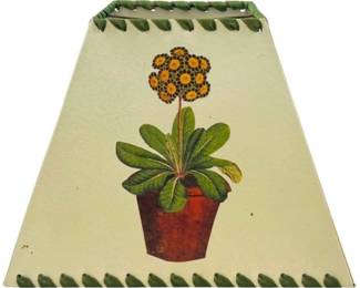 Painted Square Parchment Lampshade With Ribbon Trim & Topiary Motif
