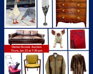 Extraordinary antique and contemporary furniture, vintage outwear, stamp collections, and much, much more! Thursday, Jan 22 at 7:30 pm
