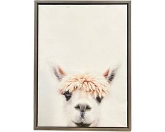 Kate & Laurel Sylvie Alpaca Bangs Animal Print Portrait - Framed Canvas Wall Art By Amy Peterson, 18x24 Gray