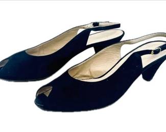 Bruno Magli Black Suede Slingback Pumps -size 10B