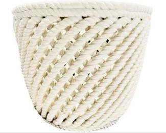 Woven Spanish Pottery Cache Pot - Signed "Spain"