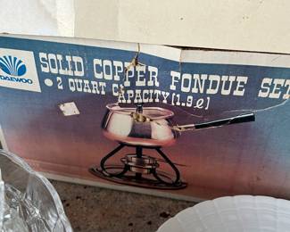 Copper fondue set w/box