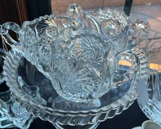 Vtg cut glass starburst patterns