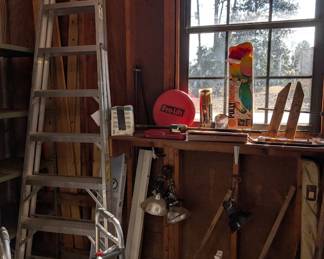 10 ft ladder, tools, lights